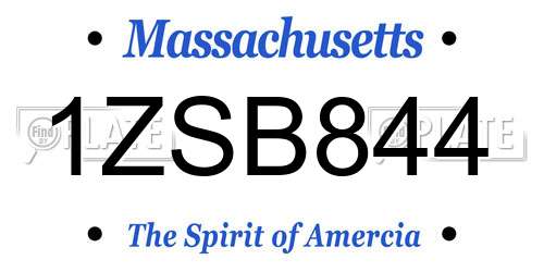 1ZSB844 Massachusetts License Plate