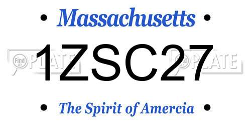1ZSC27 Massachusetts License Plate