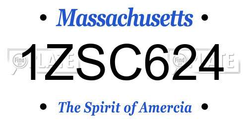 1ZSC624 Massachusetts License Plate