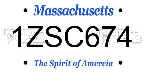 1ZSC674 Massachusetts License Plate