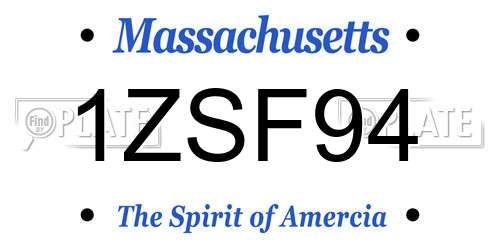 1ZSF94 Massachusetts License Plate