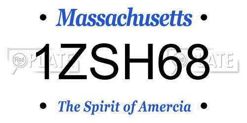1ZSH68 Massachusetts License Plate