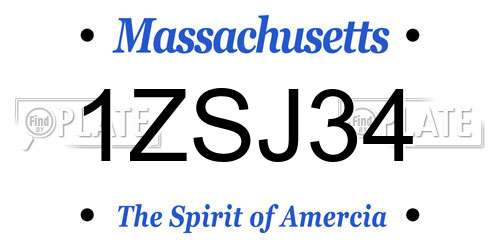 1ZSJ34 Massachusetts License Plate