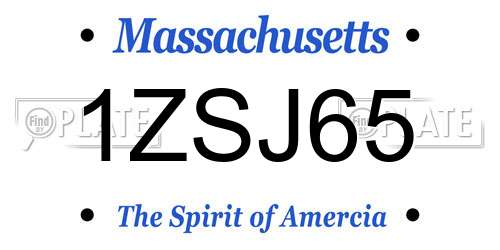 1ZSJ65 Massachusetts License Plate