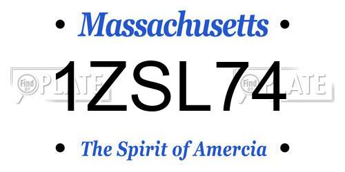1ZSL74 Massachusetts License Plate