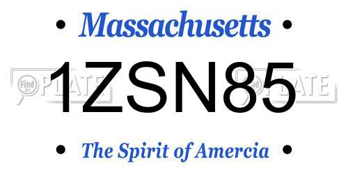 1ZSN85 Massachusetts License Plate