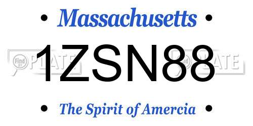 1ZSN88 Massachusetts License Plate
