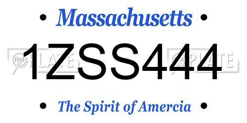 1ZSS444 Massachusetts License Plate