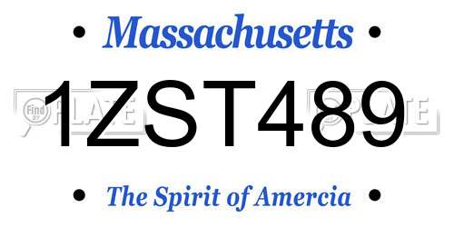 1ZST489 Massachusetts License Plate