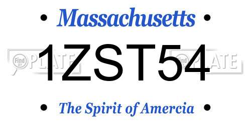 1ZST54 Massachusetts License Plate