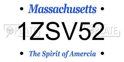 1ZSV52 Massachusetts License Plate