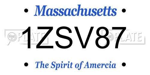 1ZSV87 Massachusetts License Plate