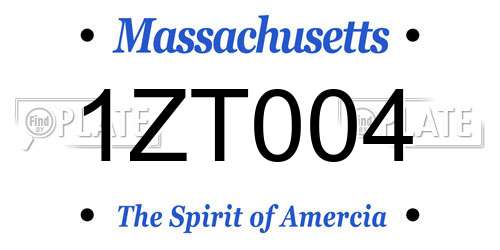 1ZT004 Massachusetts License Plate