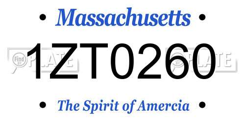 1ZT0260 Massachusetts License Plate