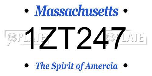1ZT247 Massachusetts License Plate