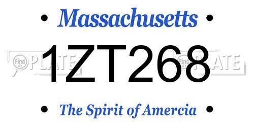 1ZT268 Massachusetts License Plate