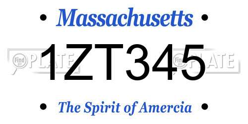1ZT345 Massachusetts License Plate
