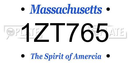 1ZT765 Massachusetts License Plate