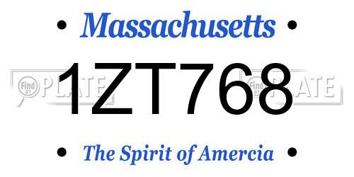 1ZT768 Massachusetts License Plate