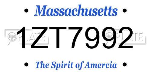 1ZT7992 Massachusetts License Plate