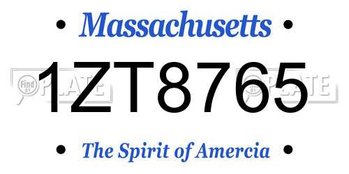 1ZT8765 Massachusetts License Plate
