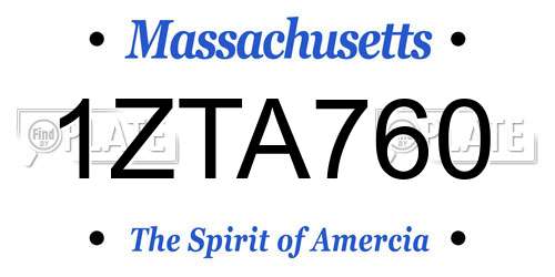 1ZTA760 Massachusetts License Plate