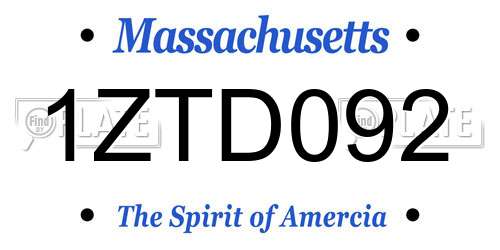 1ZTD092 Massachusetts License Plate