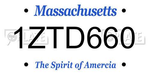 1ZTD660 Massachusetts License Plate