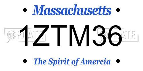 1ZTM36 Massachusetts License Plate