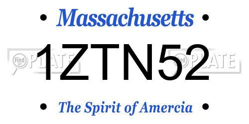 1ZTN52 Massachusetts License Plate