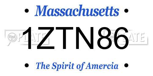1ZTN86 Massachusetts License Plate