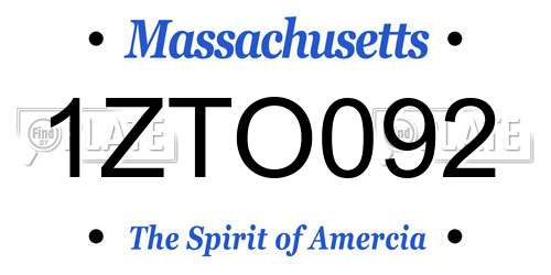 1ZTO092 Massachusetts License Plate
