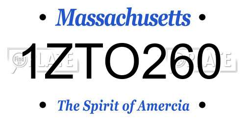 1ZTO260 Massachusetts License Plate