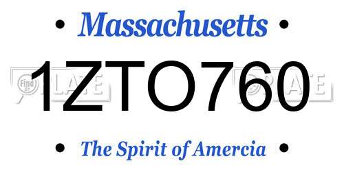 1ZTO760 Massachusetts License Plate