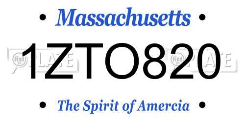 1ZTO820 Massachusetts License Plate