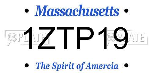 1ZTP19 Massachusetts License Plate