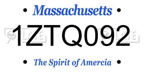 1ZTQ092 Massachusetts License Plate