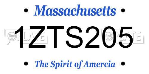 1ZTS205 Massachusetts License Plate