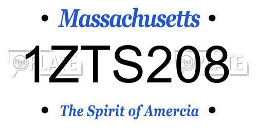 1ZTS208 Massachusetts License Plate