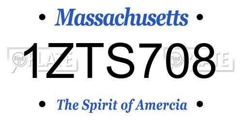 1ZTS708 Massachusetts License Plate