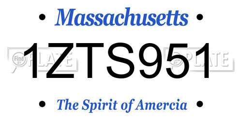 1ZTS951 Massachusetts License Plate