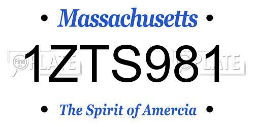 1ZTS981 Massachusetts License Plate