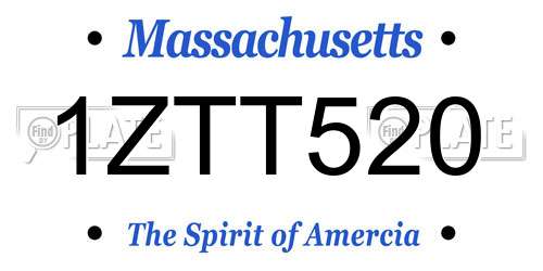 1ZTT520 Massachusetts License Plate