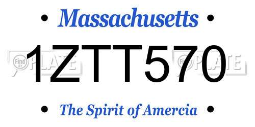 1ZTT570 Massachusetts License Plate