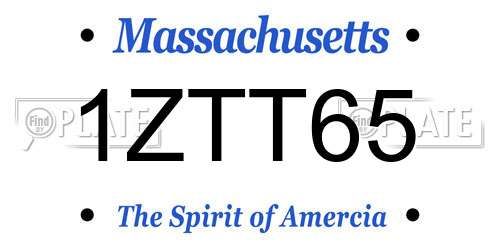 1ZTT65 Massachusetts License Plate
