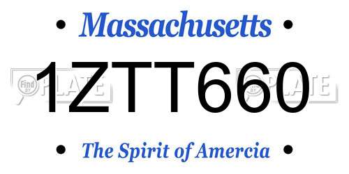 1ZTT660 Massachusetts License Plate