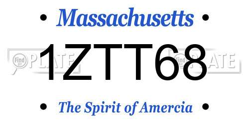 1ZTT68 Massachusetts License Plate