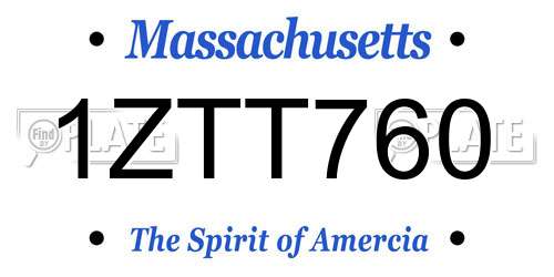 1ZTT760 Massachusetts License Plate