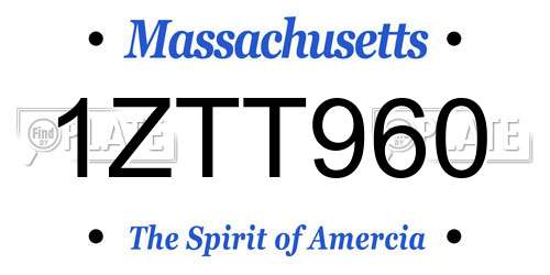 1ZTT960 Massachusetts License Plate