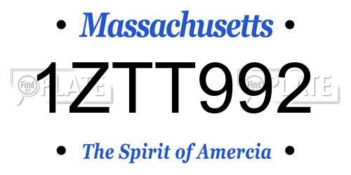 1ZTT992 Massachusetts License Plate